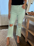 Mint Distressed Straight Leg Jean - Risen