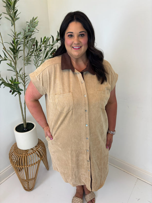 Seasonal Shift Button Front Dress - Plus