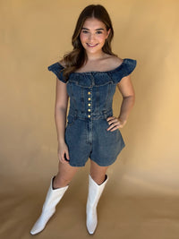 Denim Darling Ruffle Romper