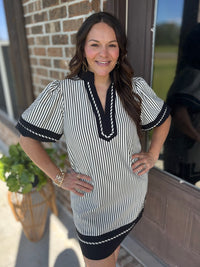 Whispering Pines Striped Dress - Black