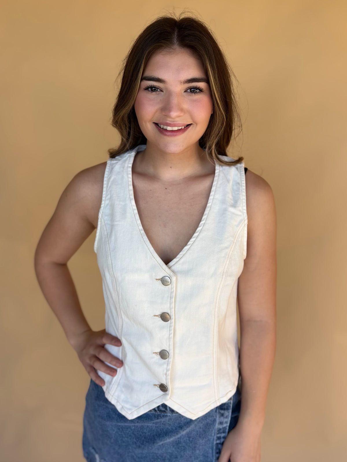 Everyday Edge Denim Vest - Risen