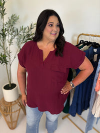 Sonya Split Neck Top - Plus