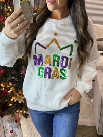 Mardi Gras Sequins Sweater