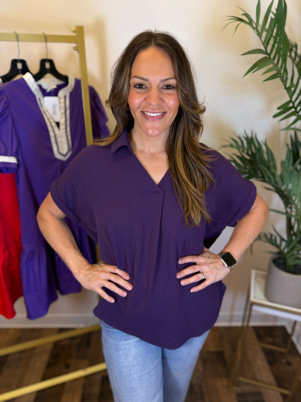 Geaux-To Collared Top