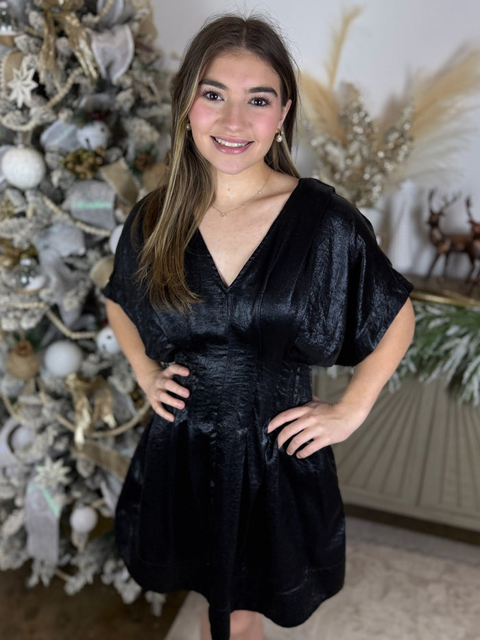 Black Tie Satin Dress