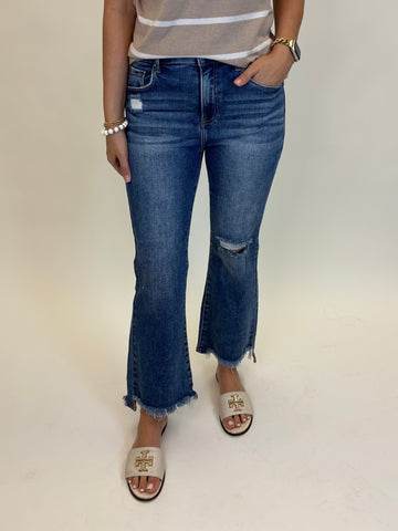 Jackie High Rise Crop Flare Jeans - Risen