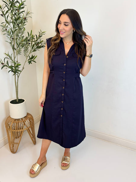 Block Party Button Front Dress