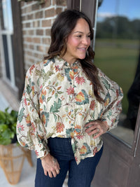 Bountiful Blooms Button Front Blouse