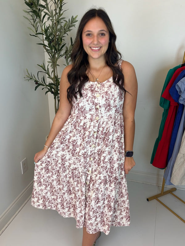 Countryside Style Dress - Burgundy
