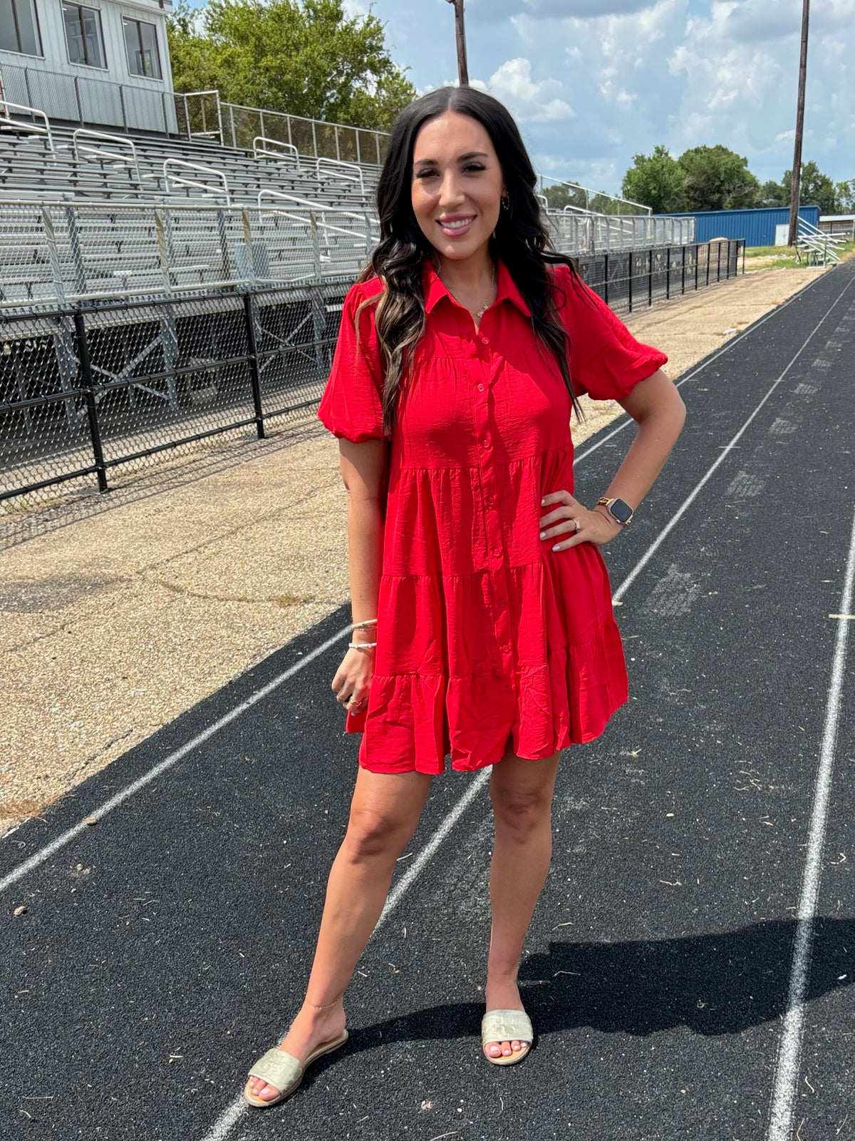 Final Score Button Front Dress