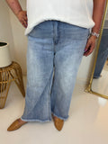Faith Frayed Wide Leg Denim - Risen (Plus)