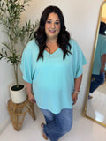 Aqua Dolman Sleeve Blouse - Plus