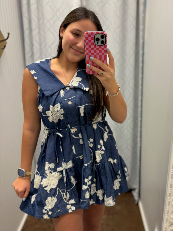 Moonlit Petals Mini Dress