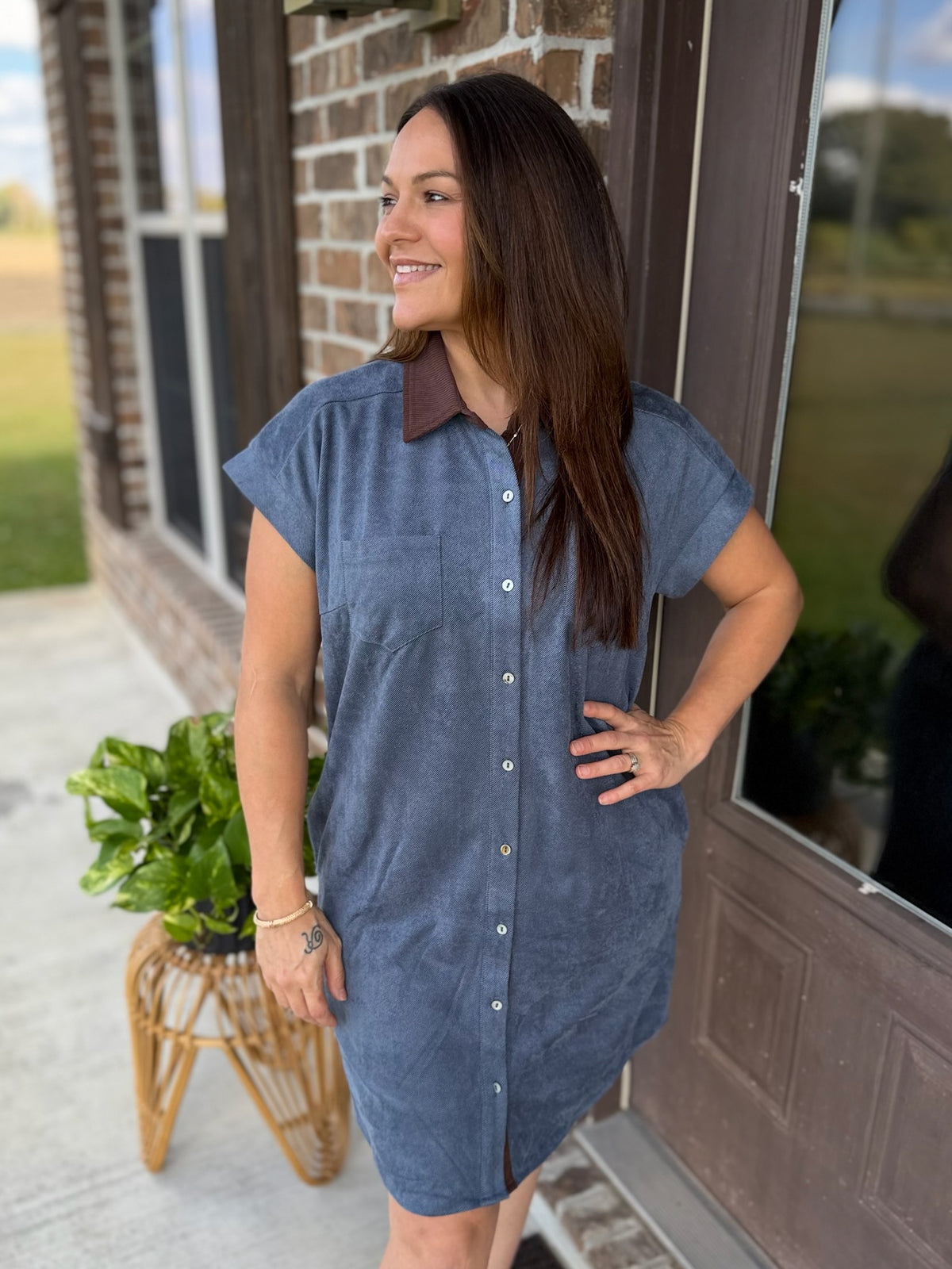 Seasonal Shift Button Front Dress