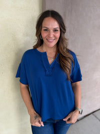 No Agenda Split Neck Top