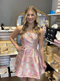 Rosé Reverie Jacquard Dress
