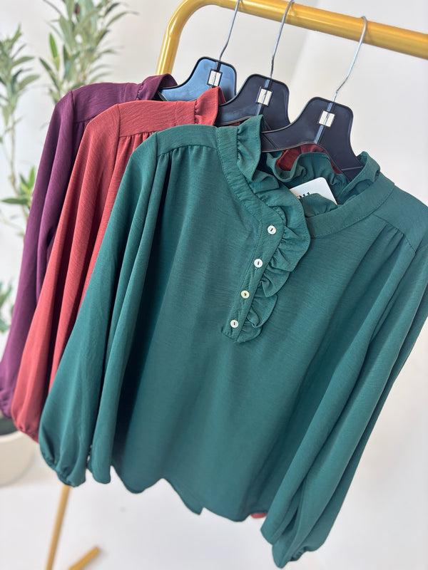 Wine and Willow Ruffle Top
