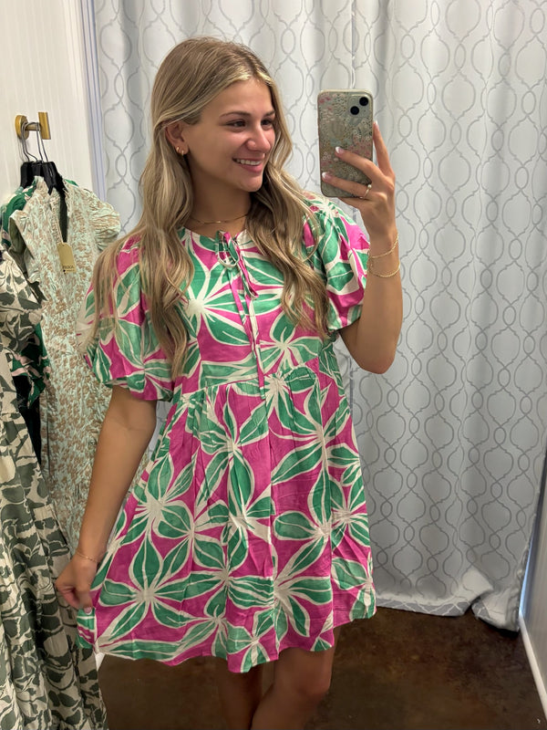 Island Breeze Balloon Sleeve Dress