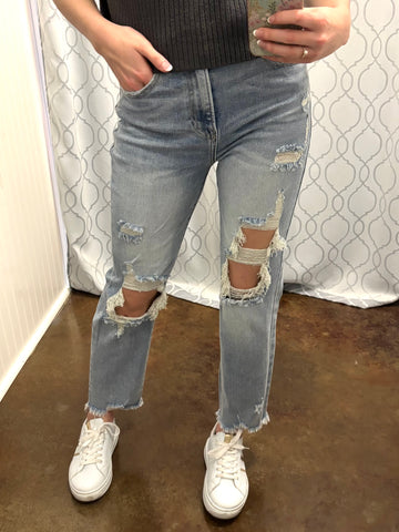Demi Distressed Straight Leg Jean - Risen
