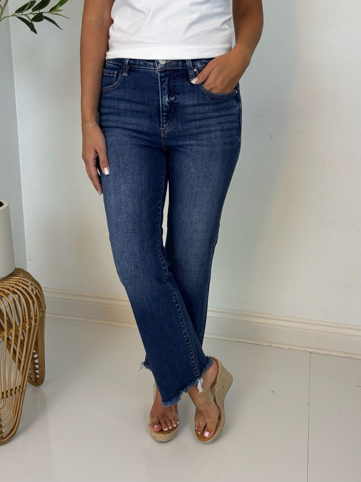 Calliope Crop Straight Leg Jean - Risen (Dark Wash)