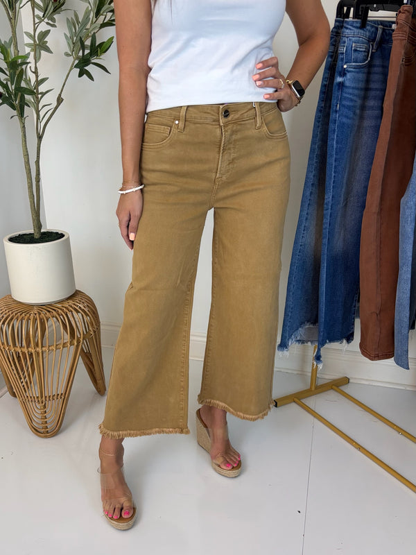 Tatum Tummy Control Wide Leg Crop Jean - Risen