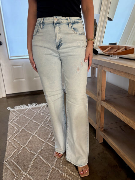 Edna Acid Wash Wide Leg Jean - Risen