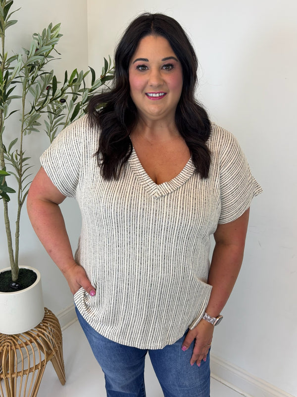 Weekend Ease V Neck Top - Plus