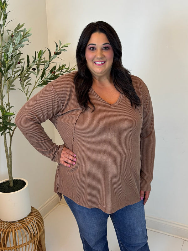 Coffee Break Ribbed Top - Plus