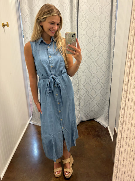 Boardwalk Blues Button Front Dress