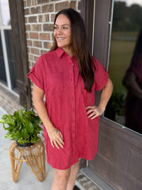 Forest Envy Shirt Dress - Marsala