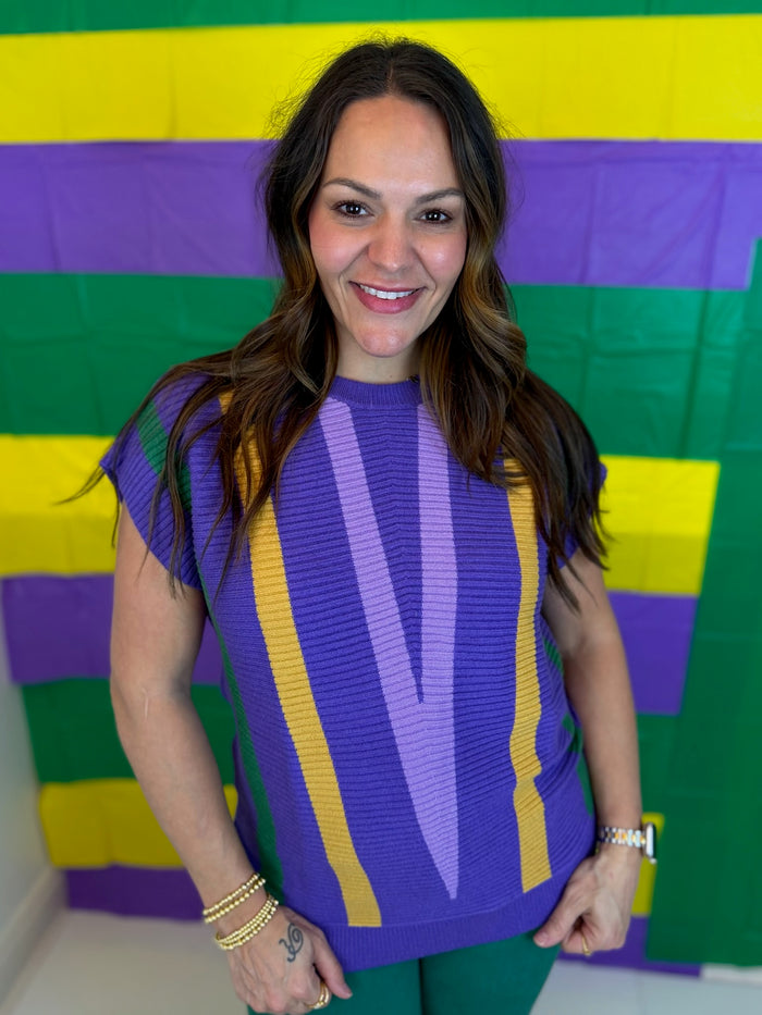 Colorful Krewe Knit Top