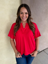 No Agenda Split Neck Top