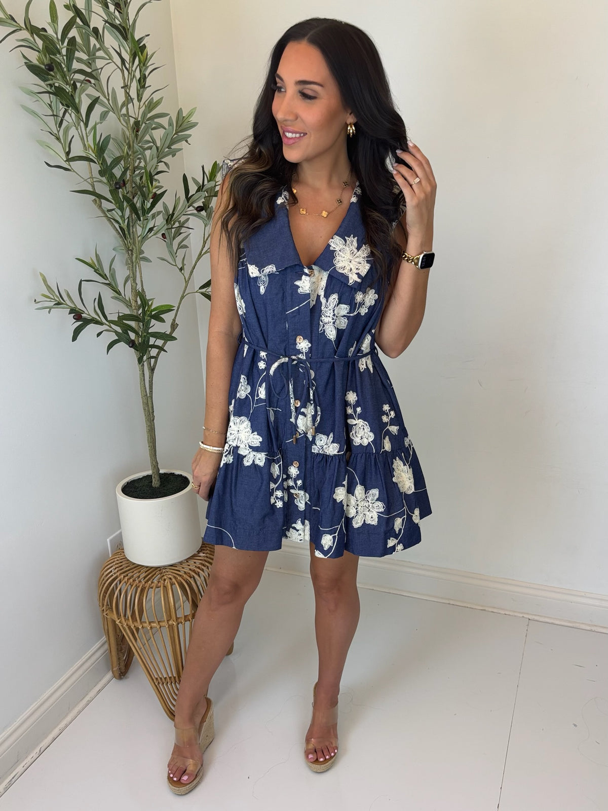 Moonlit Petals Mini Dress
