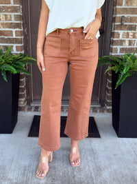 Chestnut High Rise Crop Wide Leg Jean