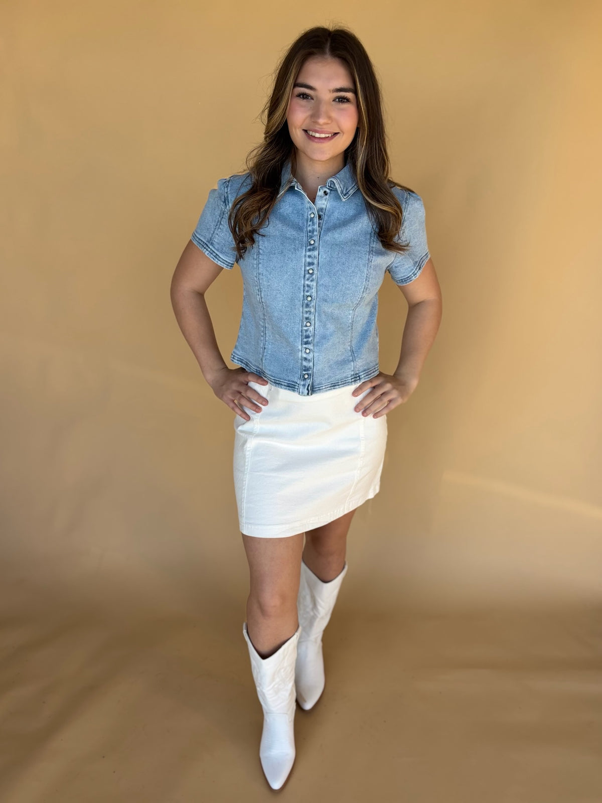 Rugged Charm Button Front Top - Risen