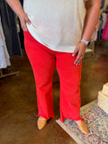 Red Mid Rise Step Hem Jean - Risen (Plus)