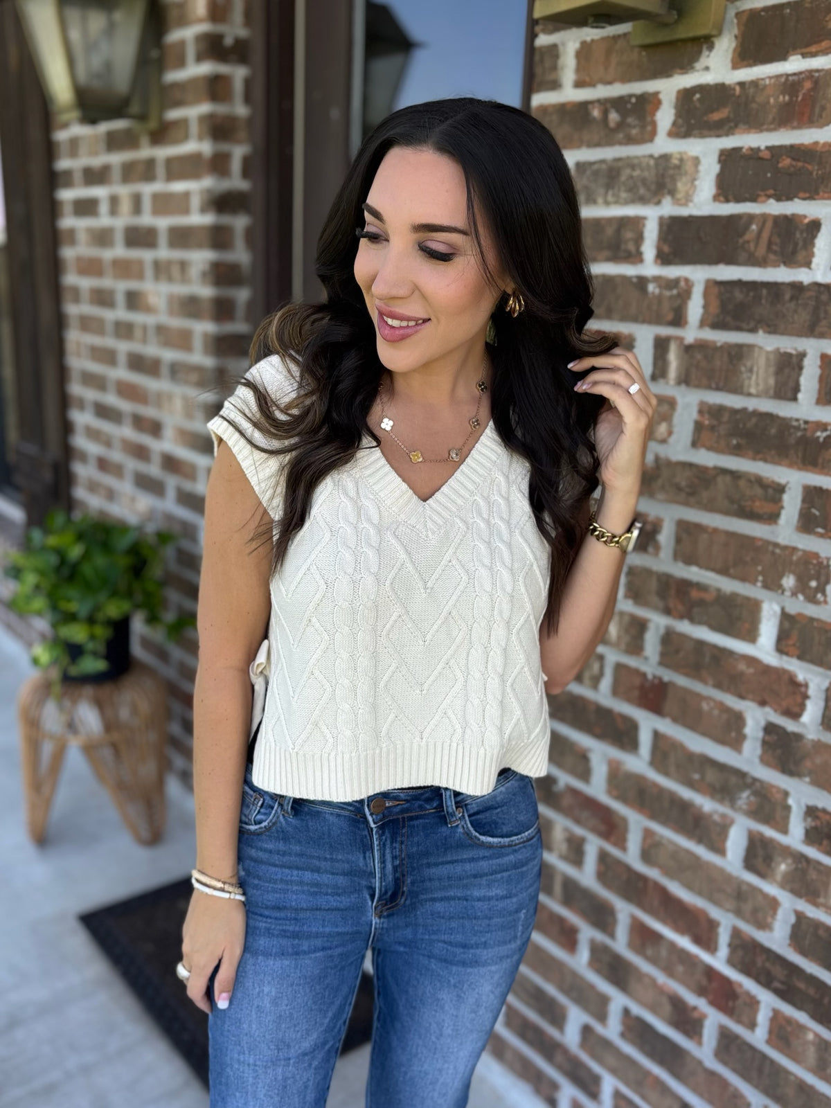 Changing Skies Cable Knit Top