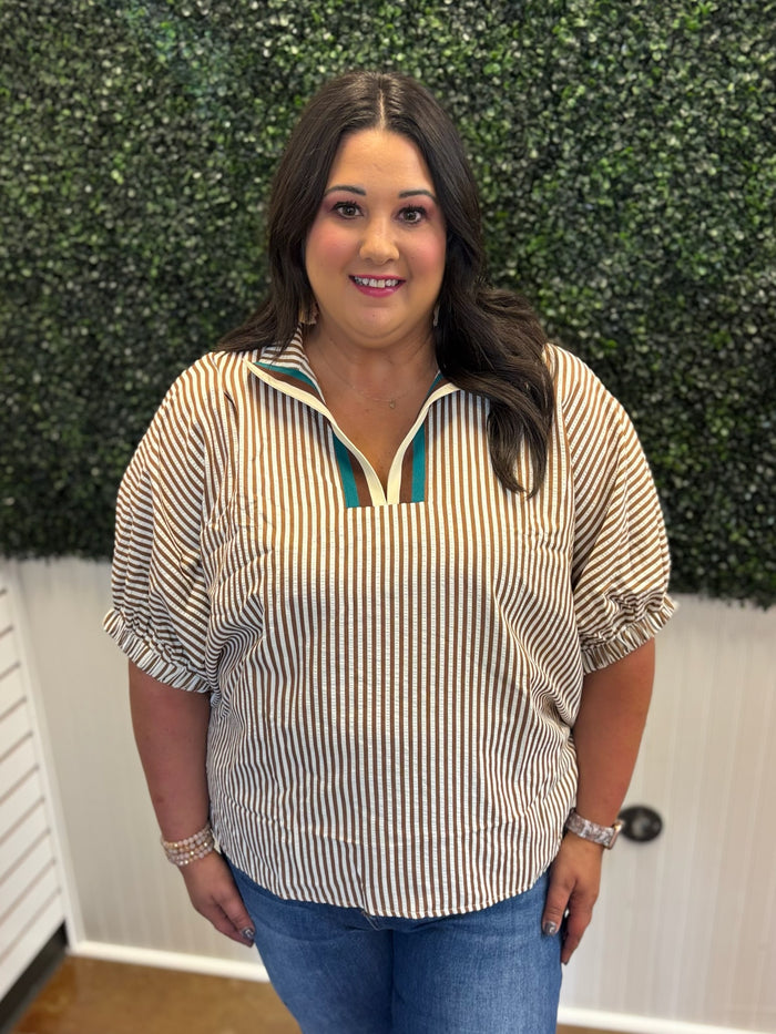 October Sky Striped Top - Plus