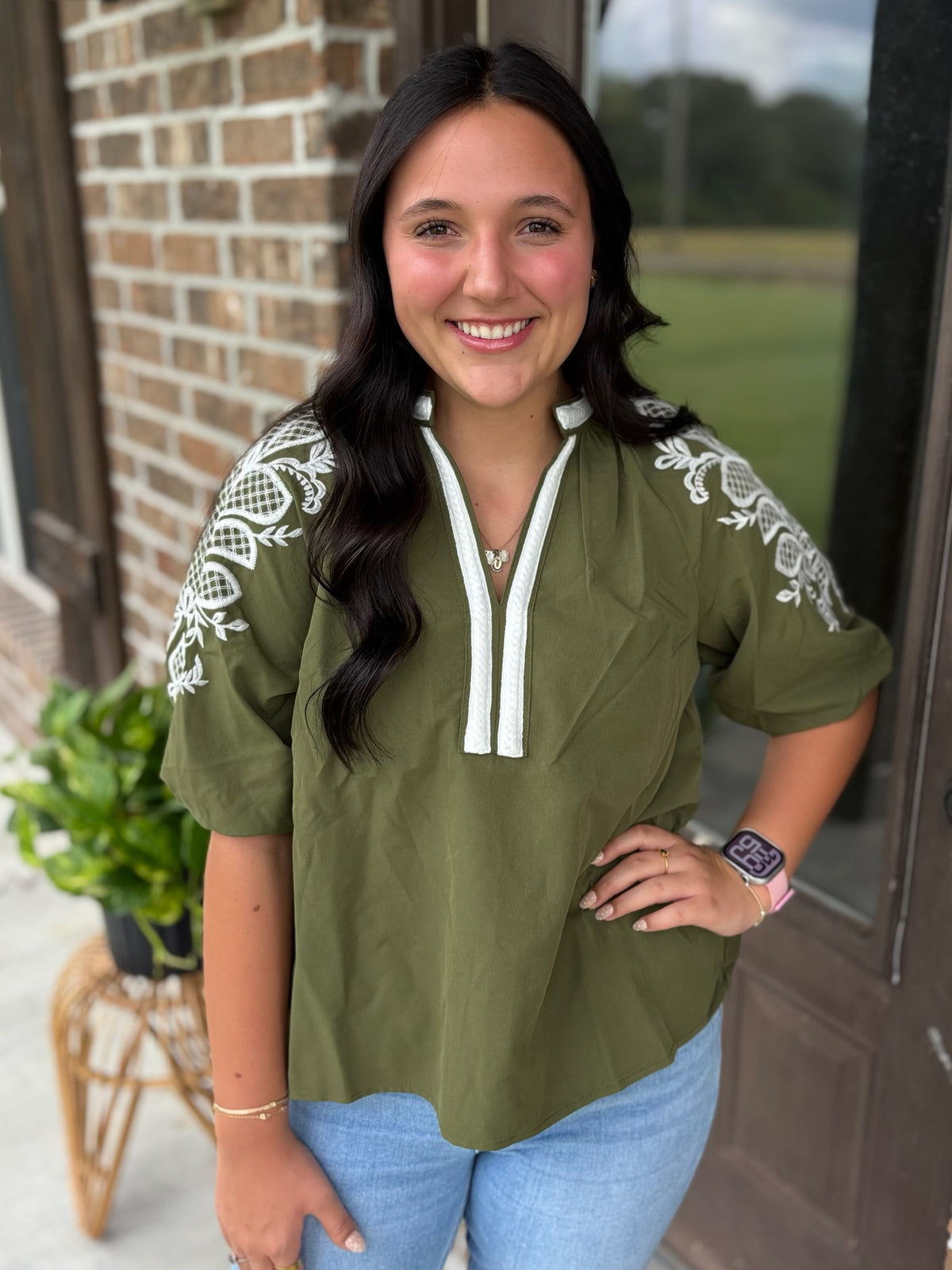 Warm Welcome Embroidered Top