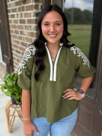 Warm Welcome Embroidered Top