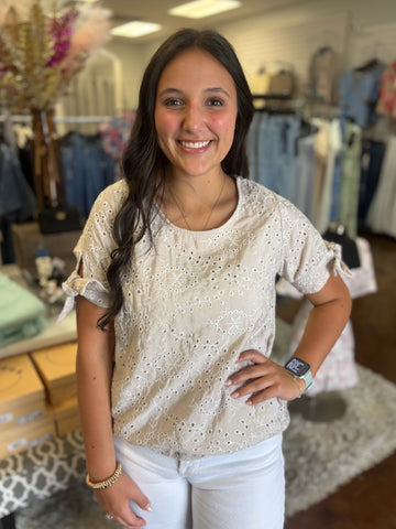 Easy Peasy Eyelet Lace Top