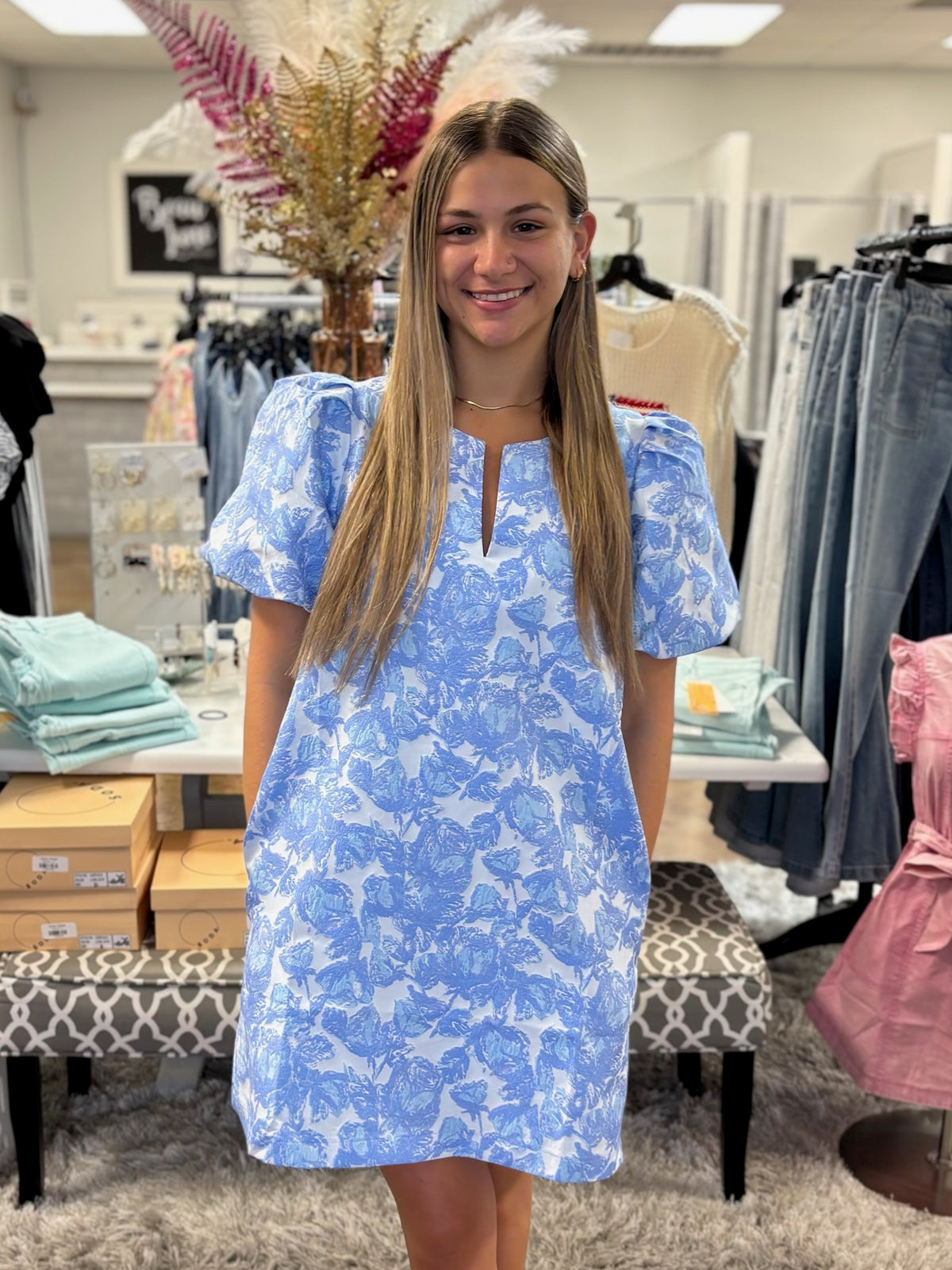 Petal Impression Jacquard Dress