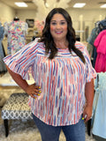 Brighten Up Brush Stroke Print Top