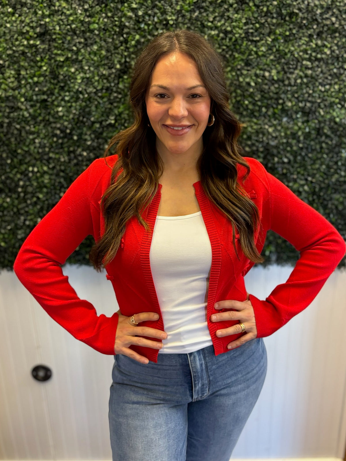 Darling Detail Diamond Print Cardigan