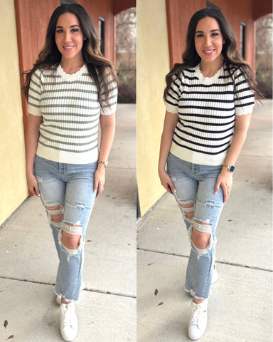 Spring Feeling Scallop Trim Top