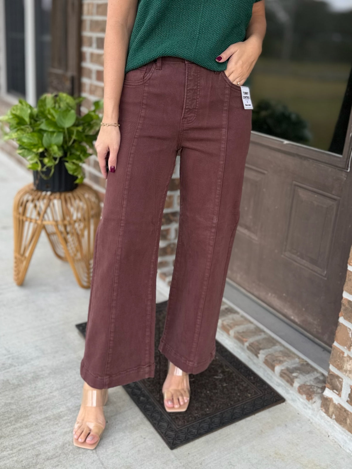 Hazel Tummy Control Cropped Wide Leg Jean - Risen