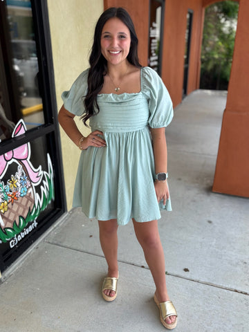 Pretty in the Plaza Puff Sleeve Dress