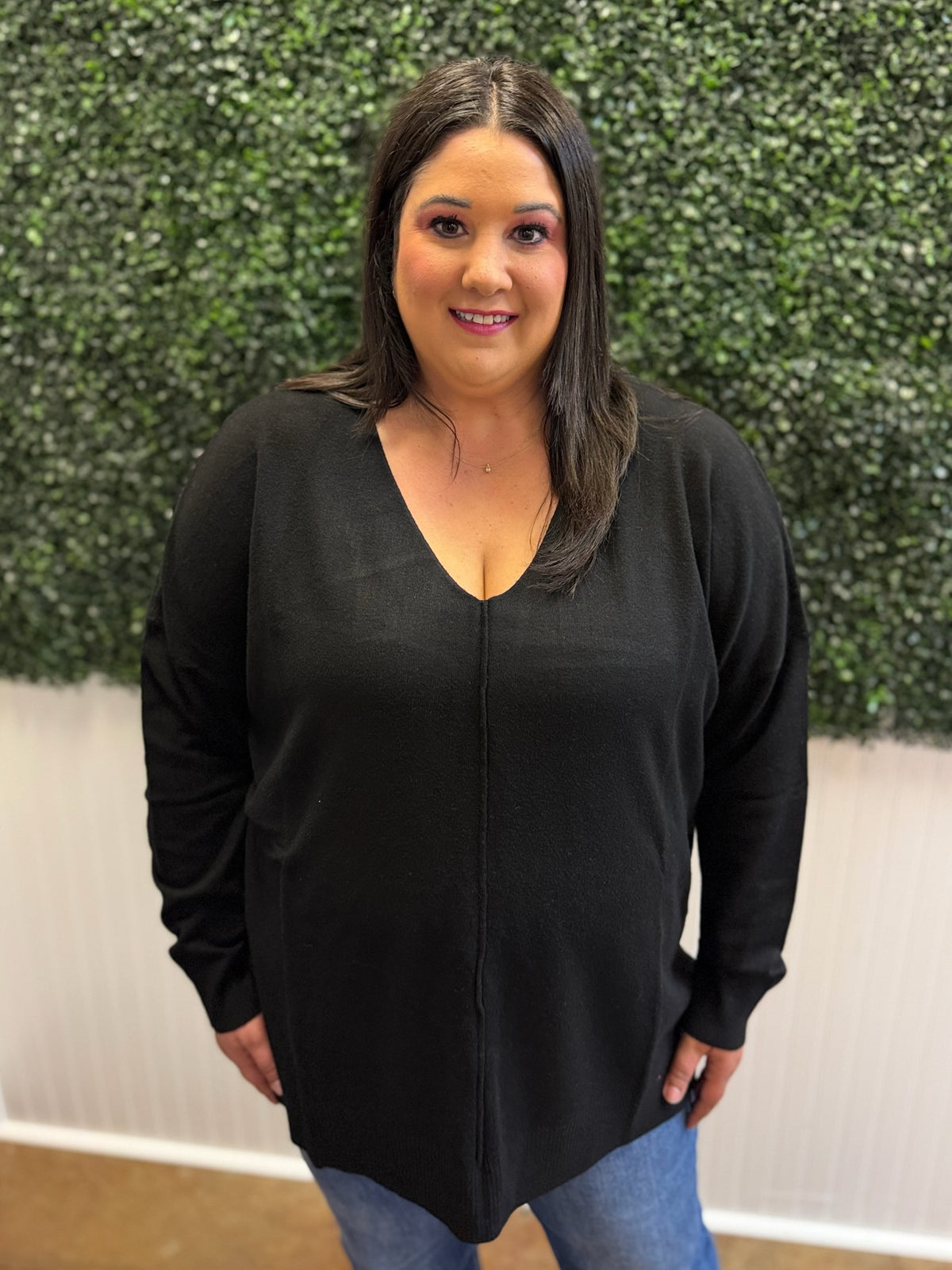 Clean Lines V-Neck Top - Plus