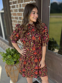 Mosaic Meadow Floral Dress