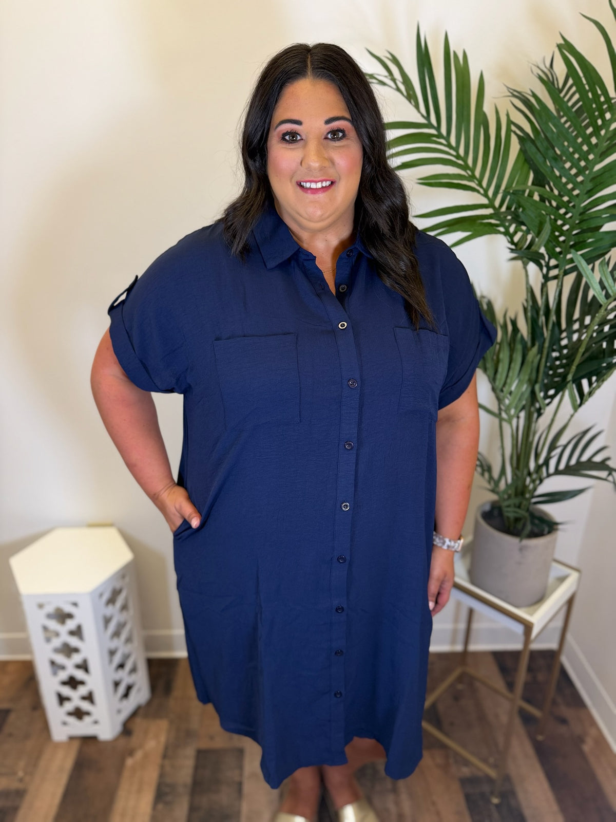 Tailgate Time Button Front Dress - Plus